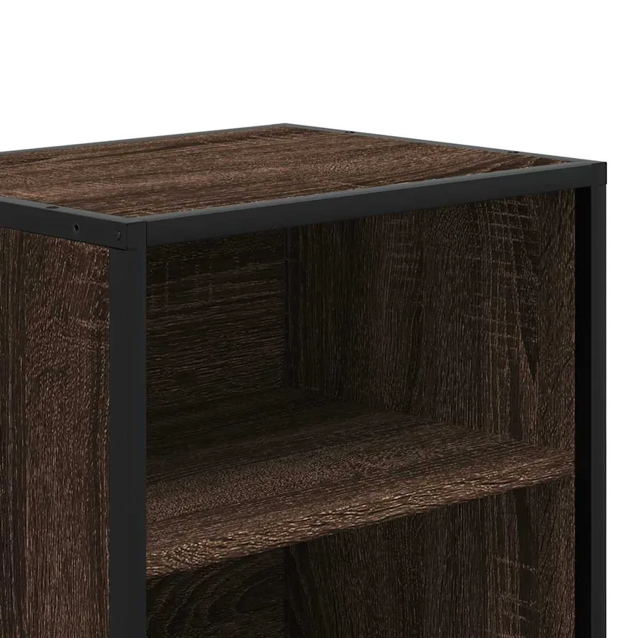 Table de chevet chêne marron 40x31x50cm bois d'ingénierie métal - 8