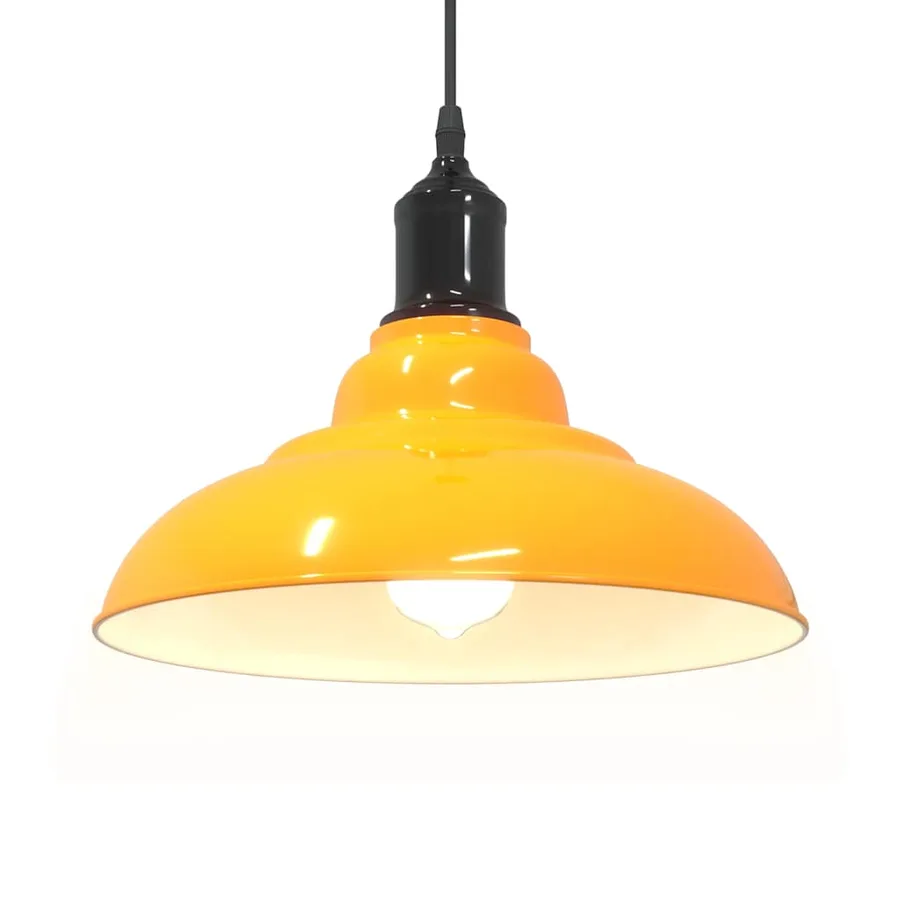 Lampe suspendue réglable hauteur E27 jaune brillant Ø31cm métal - 5