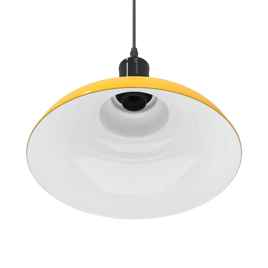 Lampe suspendue réglable hauteur E27 jaune brillant Ø31cm métal - 9