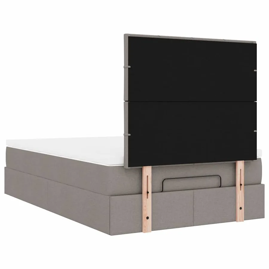 Cadre de lit ottoman avec matelas taupe 120x190 cm tissu - 11