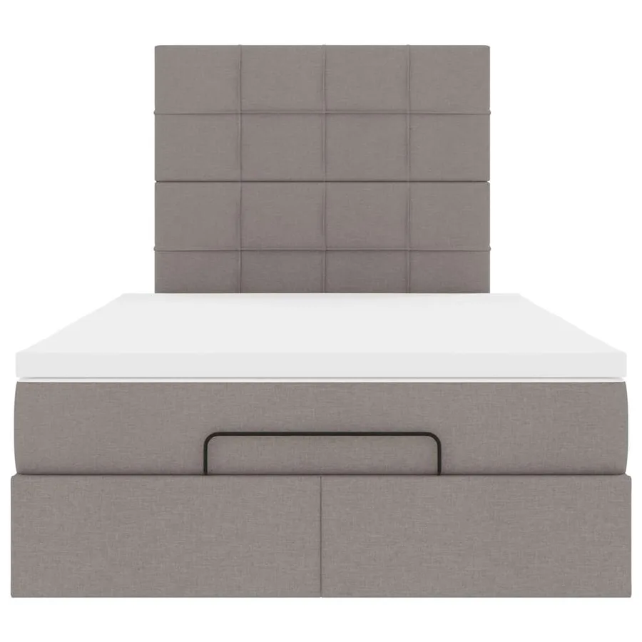 Cadre de lit ottoman avec matelas taupe 120x190 cm tissu - 7