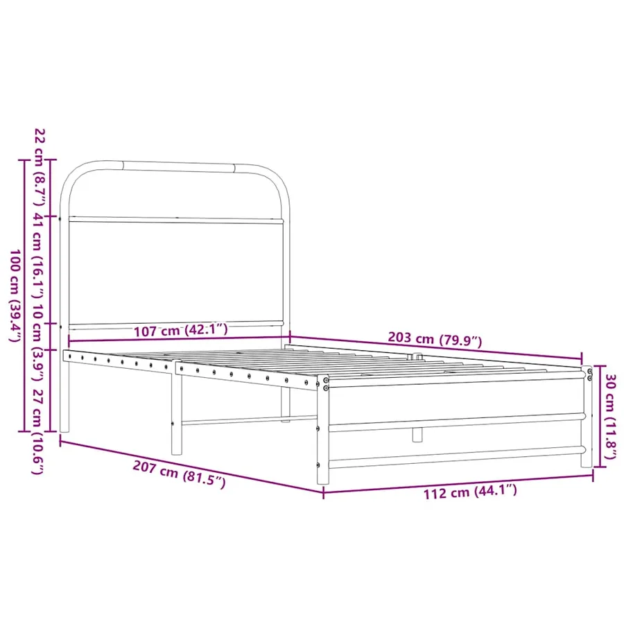 Cadre de lit sans matelas 107x203 cm chêne marron - 9