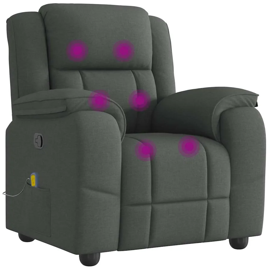 Fauteuil de massage inclinable Gris foncé Tissu - 6