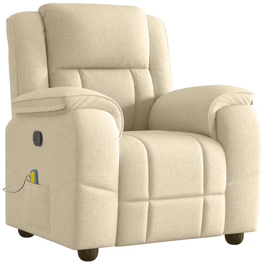 Fauteuil de massage inclinable Crème Tissu - 2