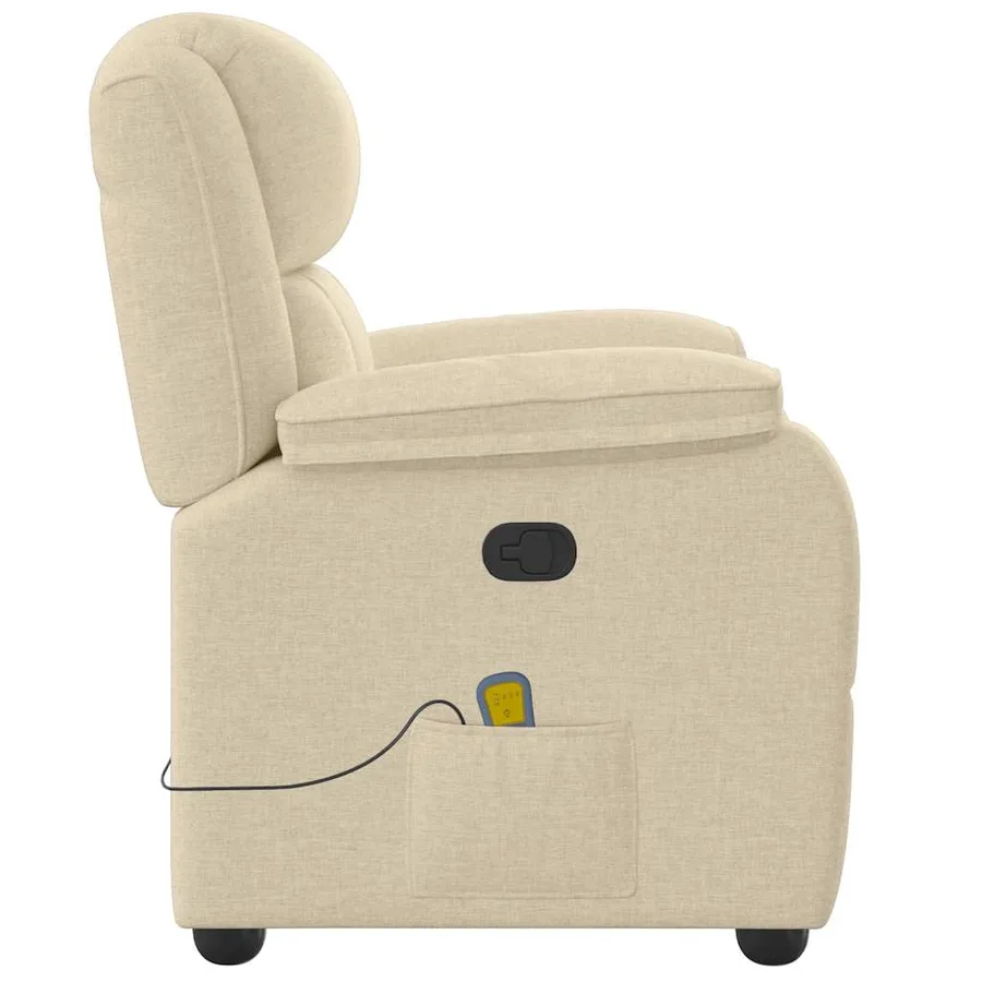 Fauteuil de massage inclinable Crème Tissu - 4