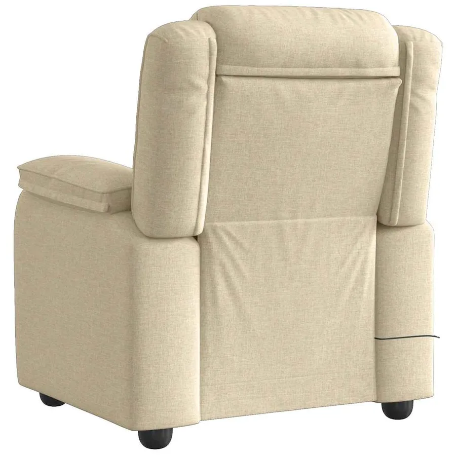Fauteuil de massage inclinable Crème Tissu - 5