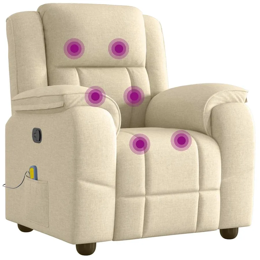 Fauteuil de massage inclinable Crème Tissu - 6