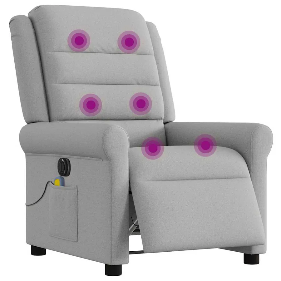 Fauteuil de massage inclinable électrique gris nuage tissu - 2