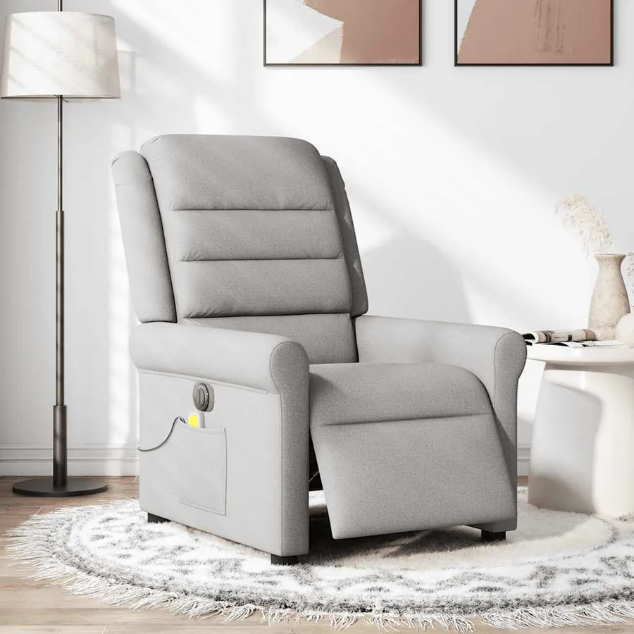 Fauteuil de massage inclinable électrique gris nuage tissu - 3