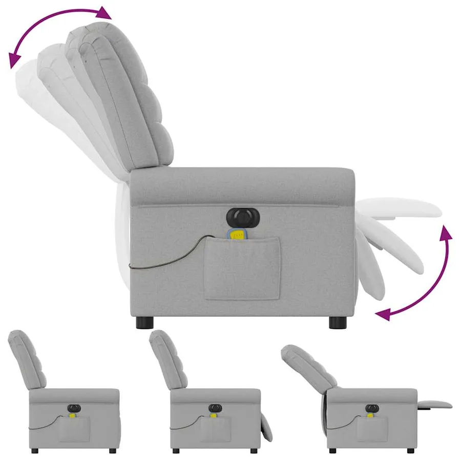 Fauteuil de massage inclinable électrique gris nuage tissu - 8