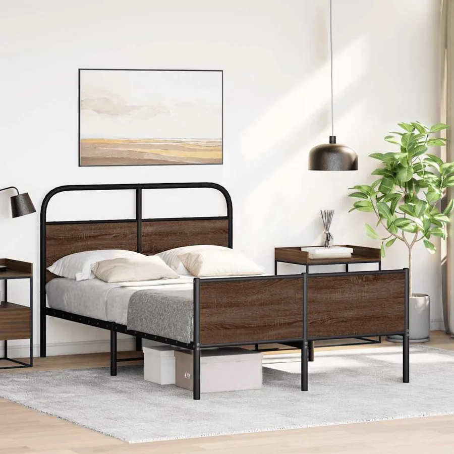 Cadre de lit sans matelas 140x200 cm chêne marron - 4