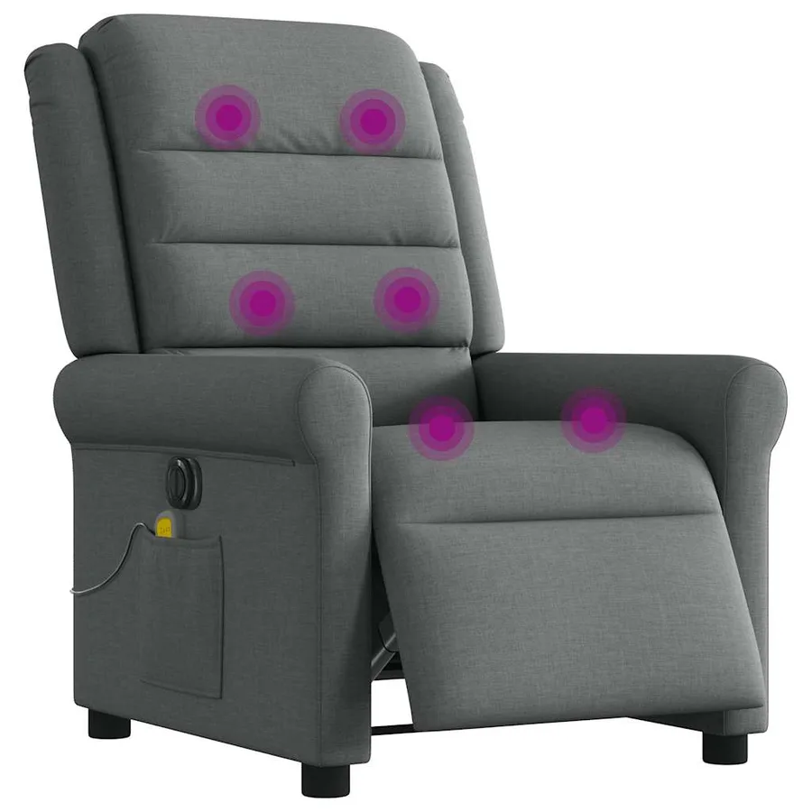 Fauteuil inclinable de massage électrique gris foncé tissu - 2