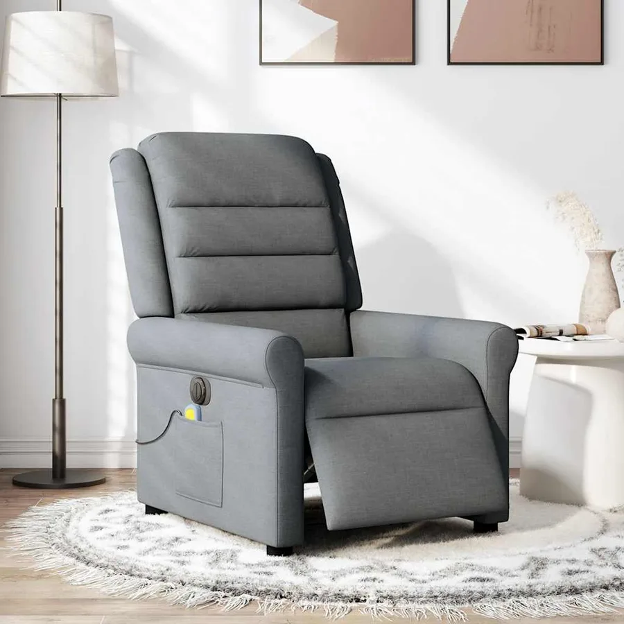 Fauteuil inclinable de massage électrique gris foncé tissu - 3