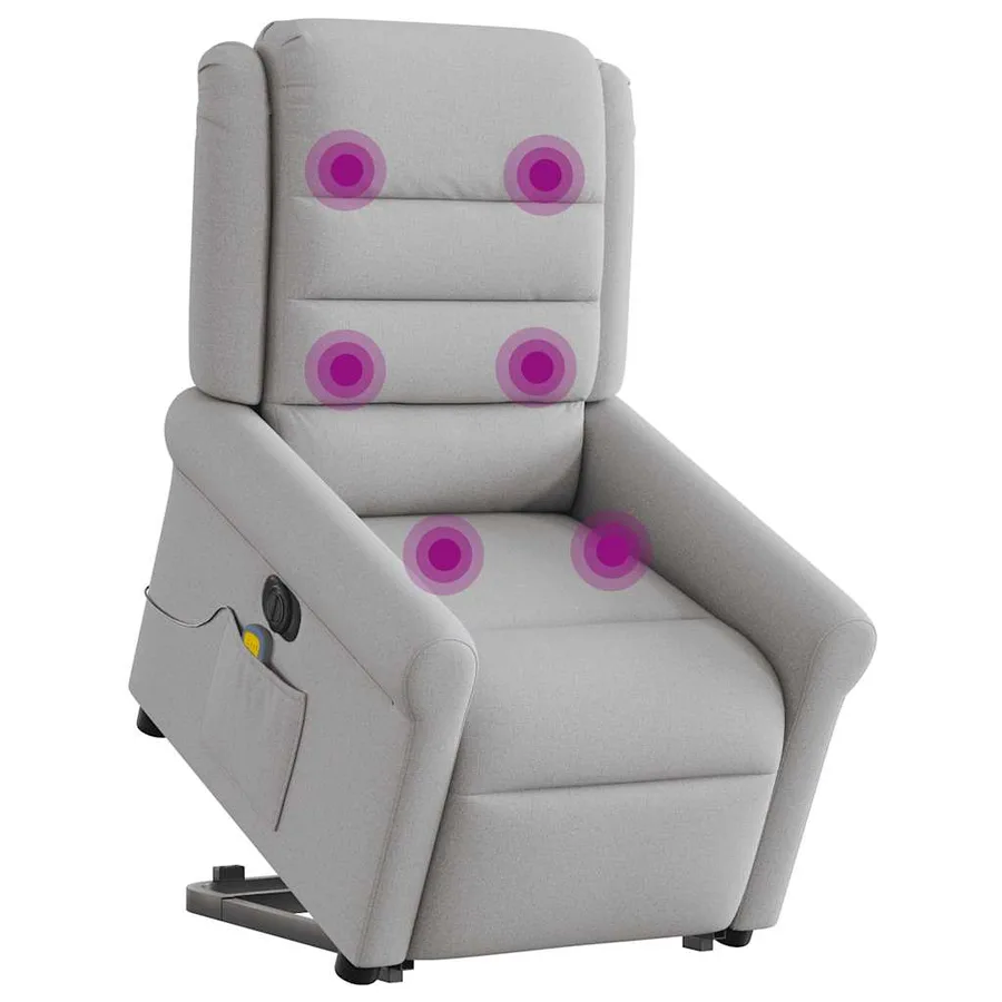 Fauteuil inclinable de massage électrique gris nuage tissu - 2