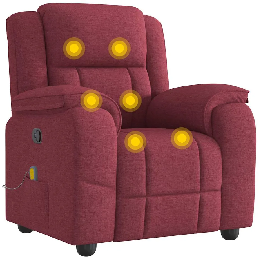 Fauteuil de massage inclinable Rouge bordeaux Tissu - 6