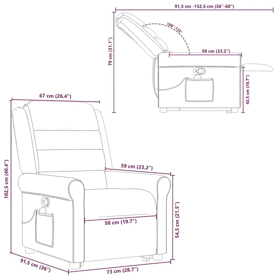 Fauteuil de massage inclinable Noir Tissu - 16