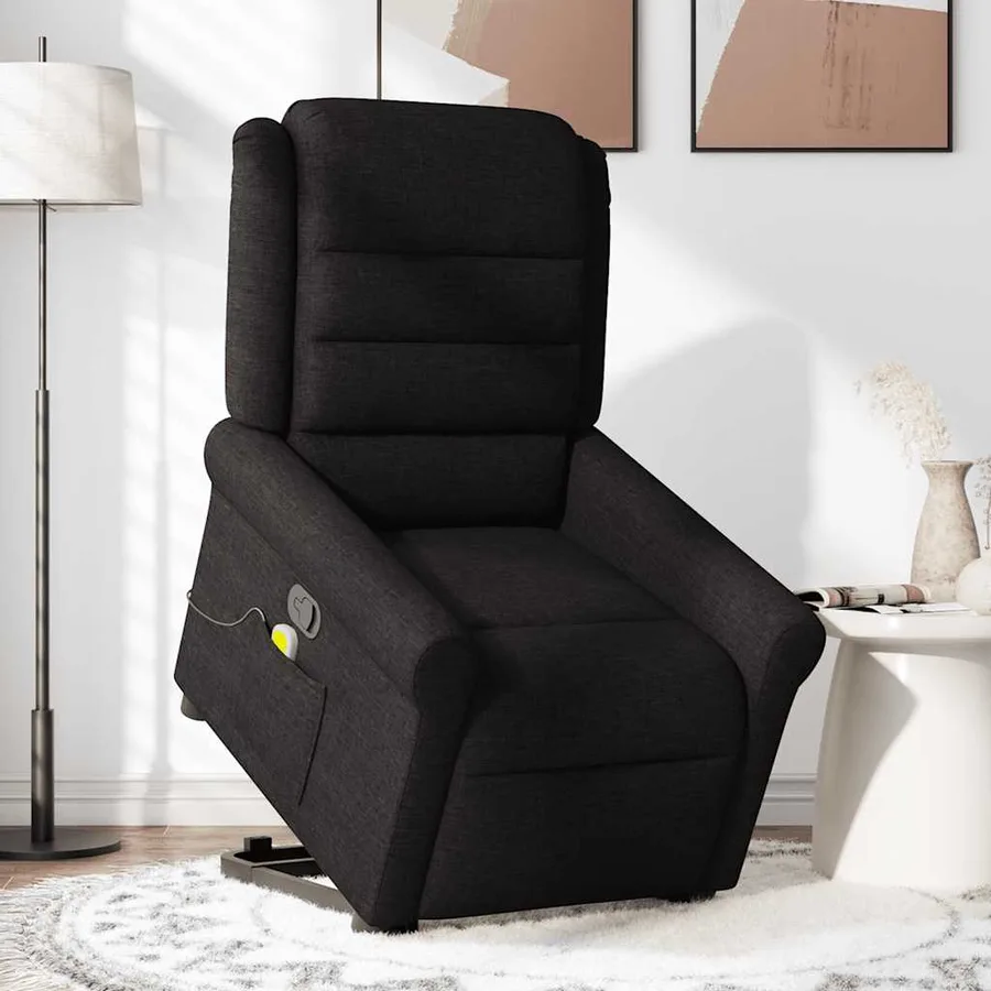 Fauteuil de massage inclinable Noir Tissu - 3