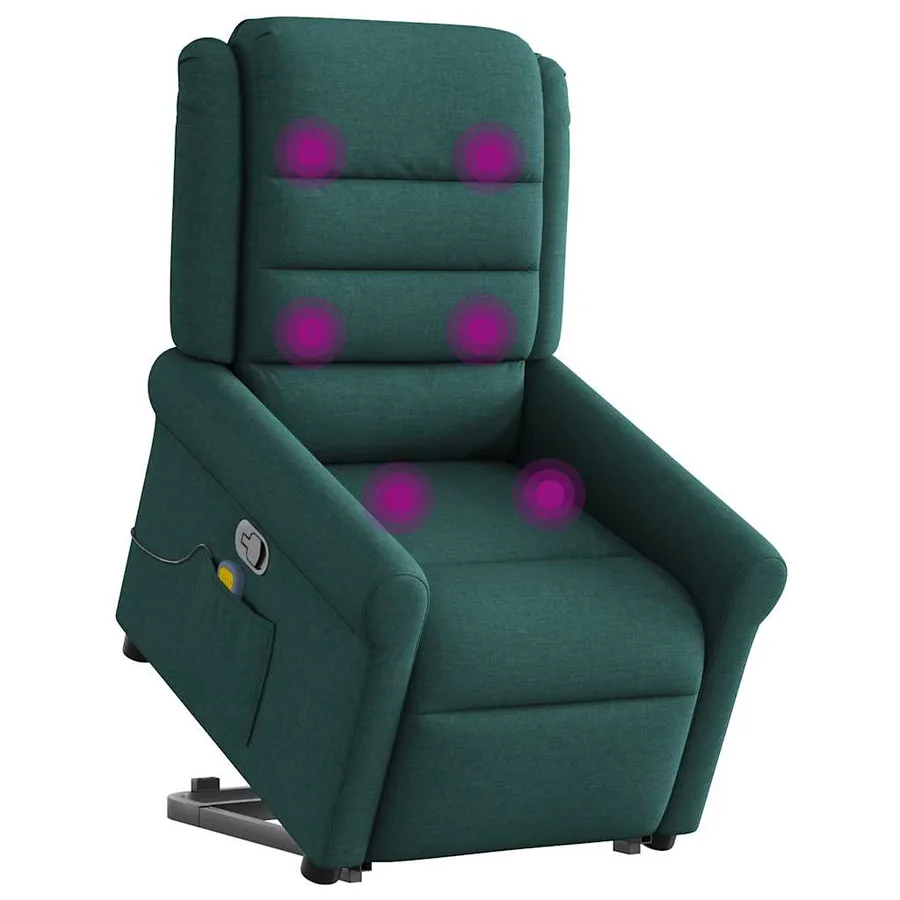 Fauteuil inclinable de massage Vert foncé Tissu - 2