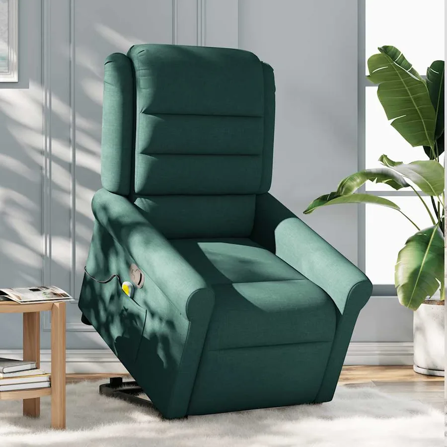Fauteuil inclinable de massage Vert foncé Tissu - 3