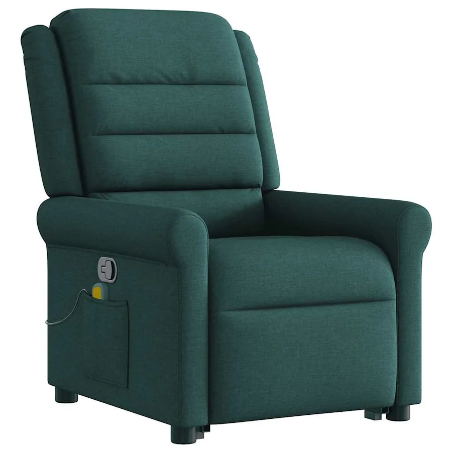 Fauteuil inclinable de massage Vert foncé Tissu - 4