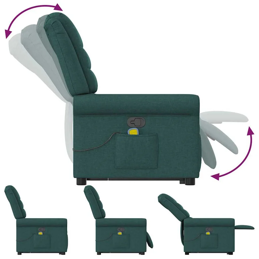 Fauteuil inclinable de massage Vert foncé Tissu - 8