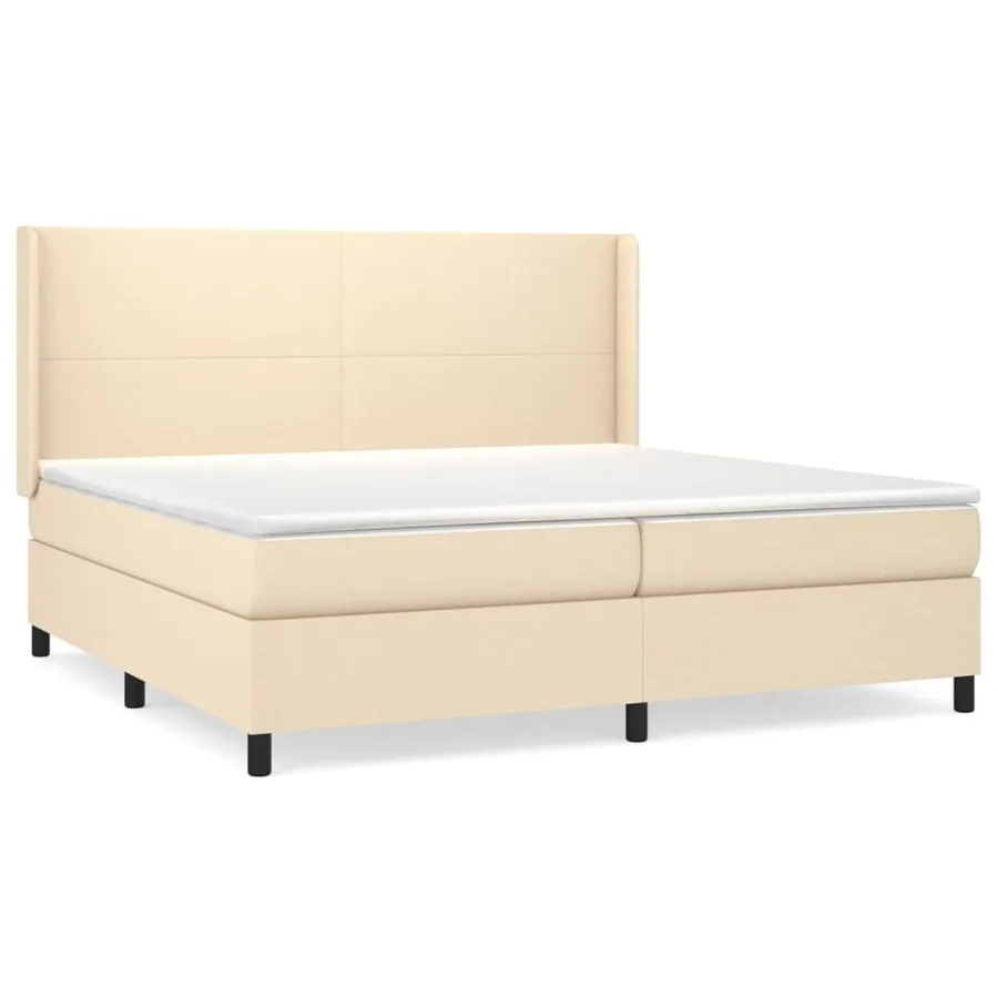 Sommier à lattes de lit avec matelas Crème 200x200 cm Tissu - 2