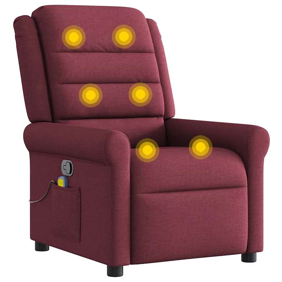 Fauteuil de massage inclinable Rouge bordeaux Tissu - 7
