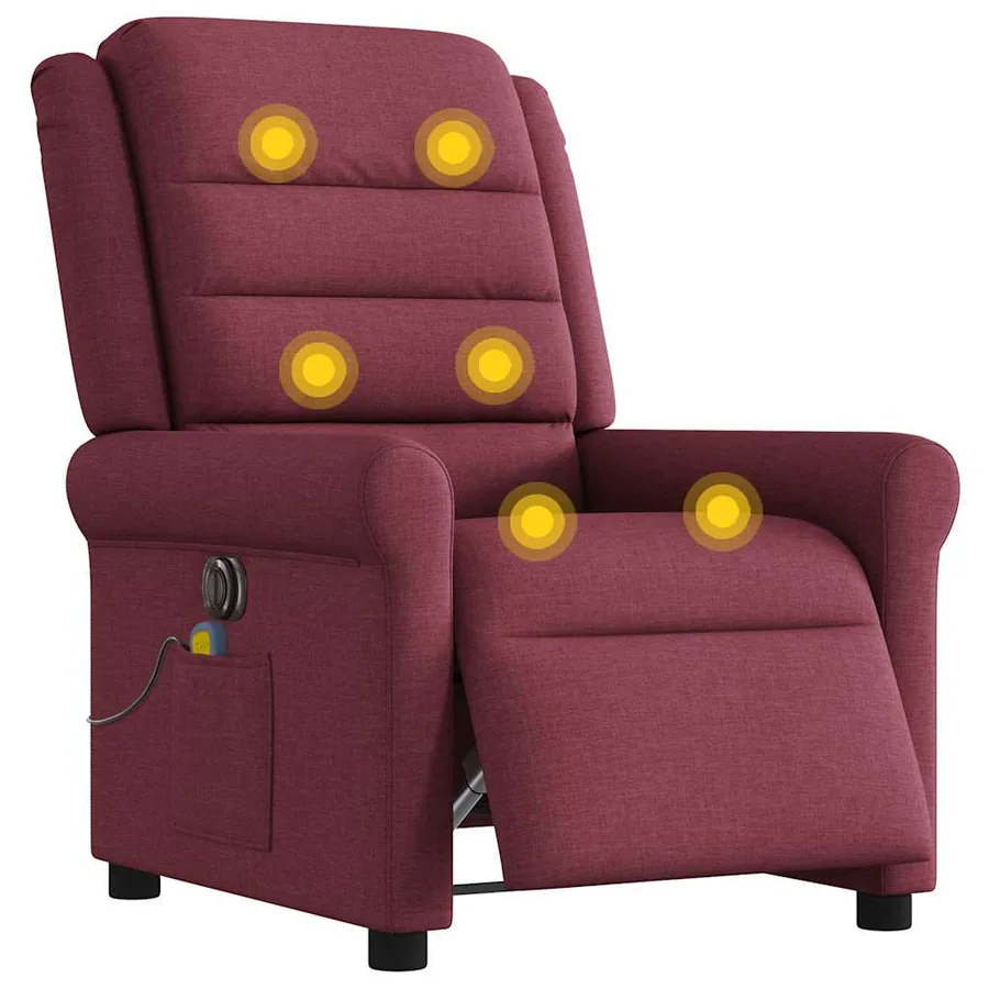 Fauteuil de massage inclinable électrique Rouge bordeaux Tissu - 2