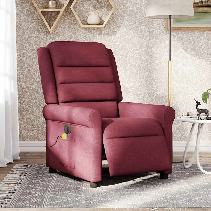 Fauteuil de massage inclinable électrique Rouge bordeaux Tissu - 3