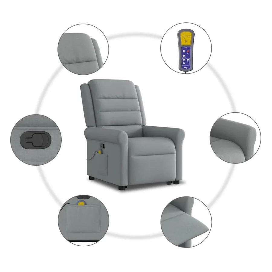 Fauteuil de massage inclinable Gris clair Tissu - 10