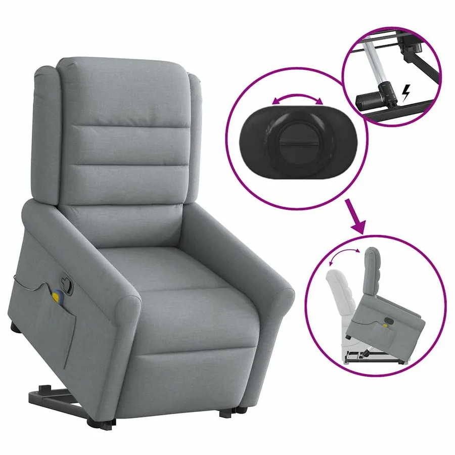 Fauteuil de massage inclinable Gris clair Tissu - 9