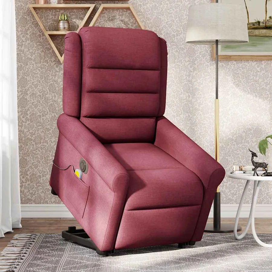 Fauteuil inclinable de massage électrique Rouge bordeaux Tissu - 3