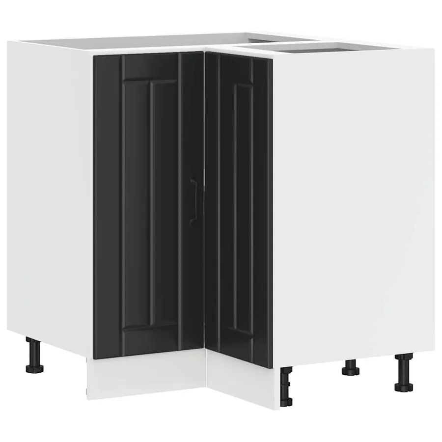 Armoire d'angle de cuisine Lucca noir bois d'ingénierie - 2