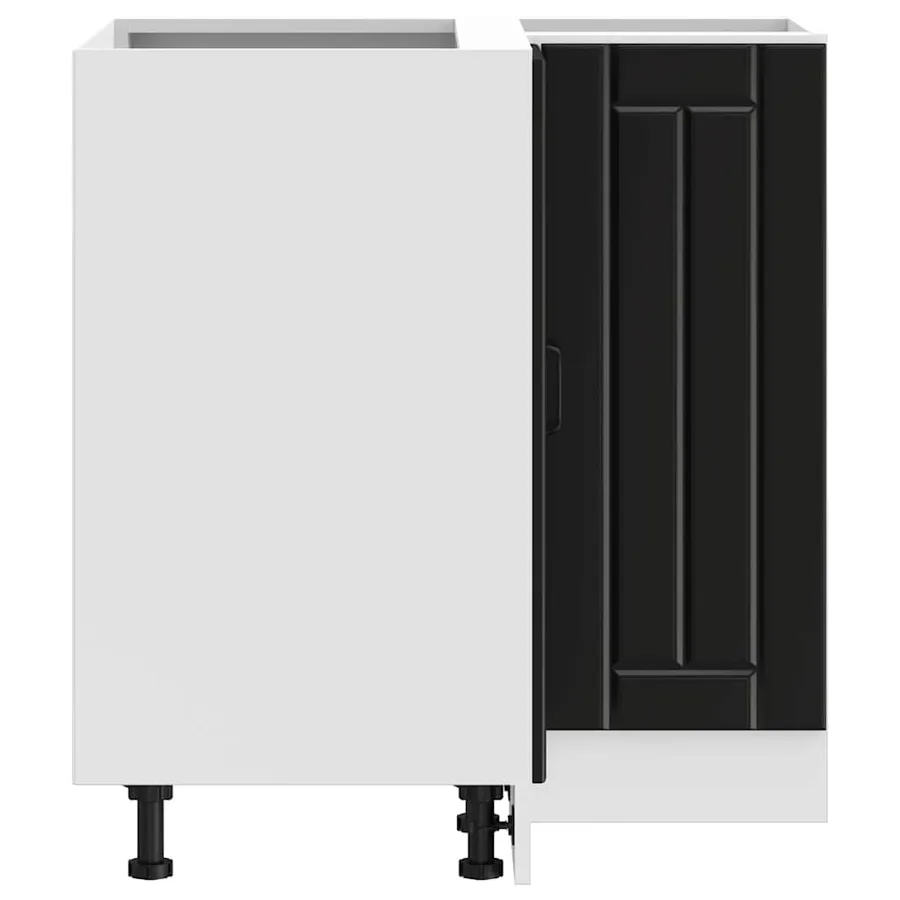 Armoire d'angle de cuisine Lucca noir bois d'ingénierie - 7