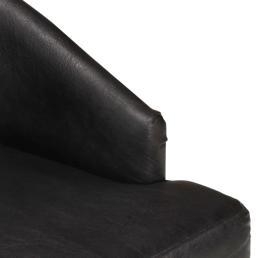 Chaises à manger lot de 6 noir cuir de chèvre véritable - 7