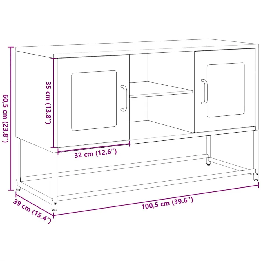 Meuble TV rose 100,5x39x60,5 cm acier - 13