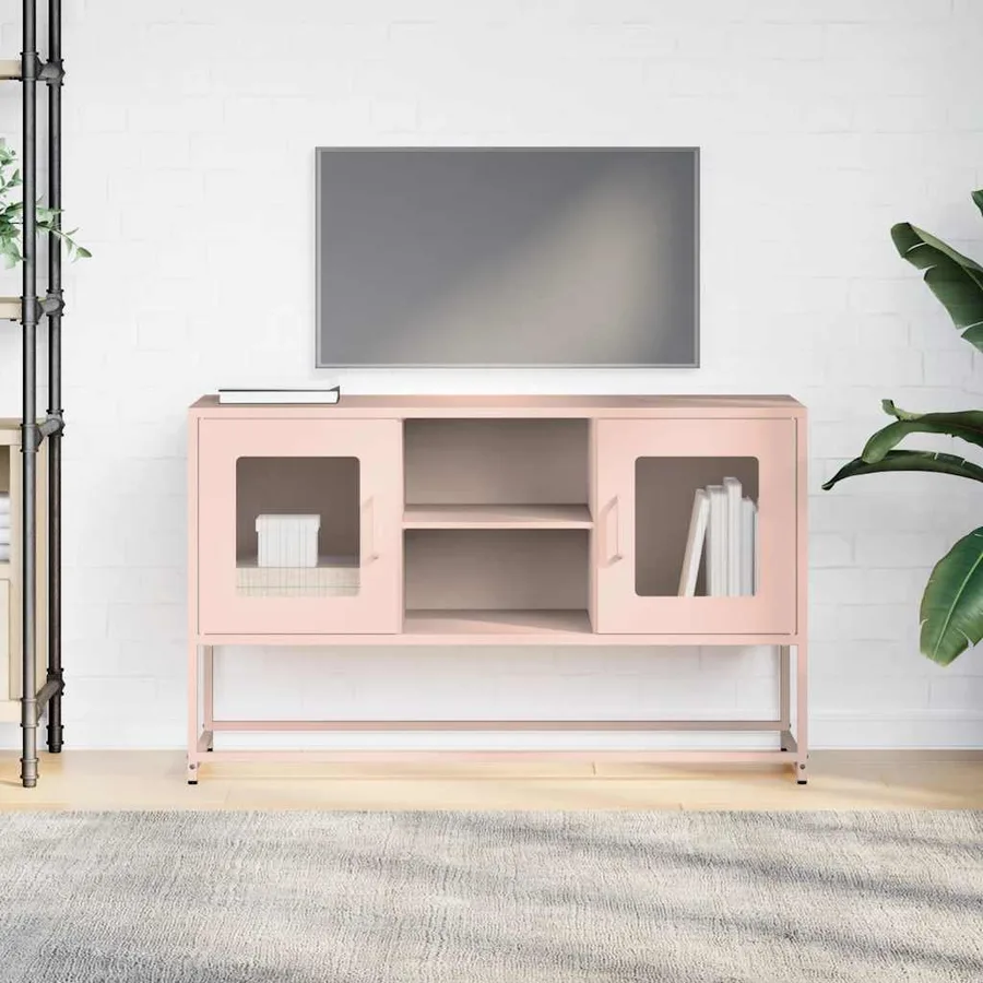 Meuble TV rose 100,5x39x60,5 cm acier - 3
