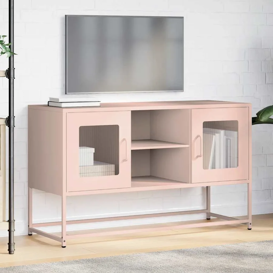 Meuble TV rose 100,5x39x60,5 cm acier - 4