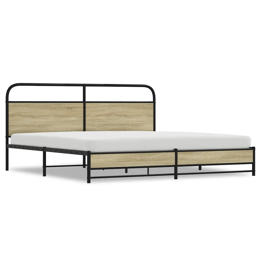 Cadre de lit en métal sans matelas chêne sonoma 200x200 cm - 2