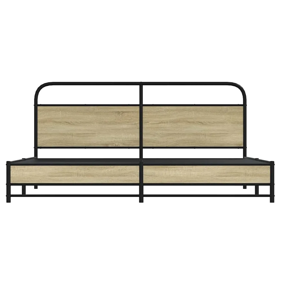 Cadre de lit en métal sans matelas chêne sonoma 200x200 cm - 5