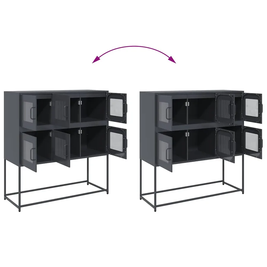 Buffet anthracite 100,5x39x107 cm acier laminé à froid - 10
