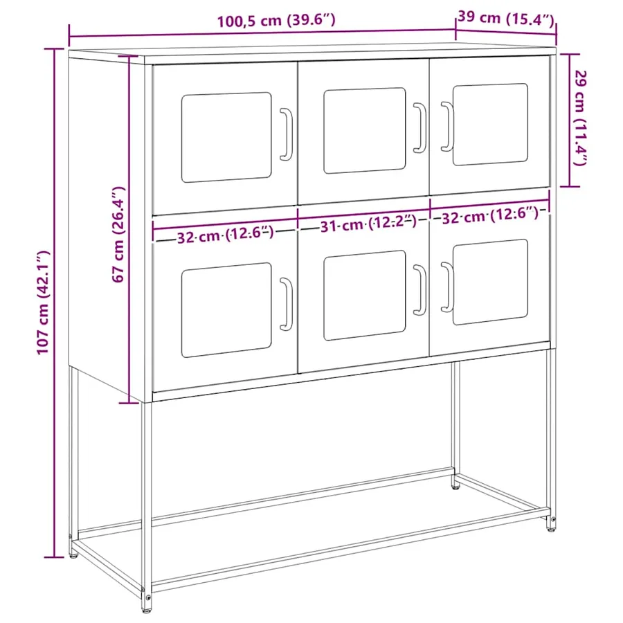 Buffet anthracite 100,5x39x107 cm acier laminé à froid - 14
