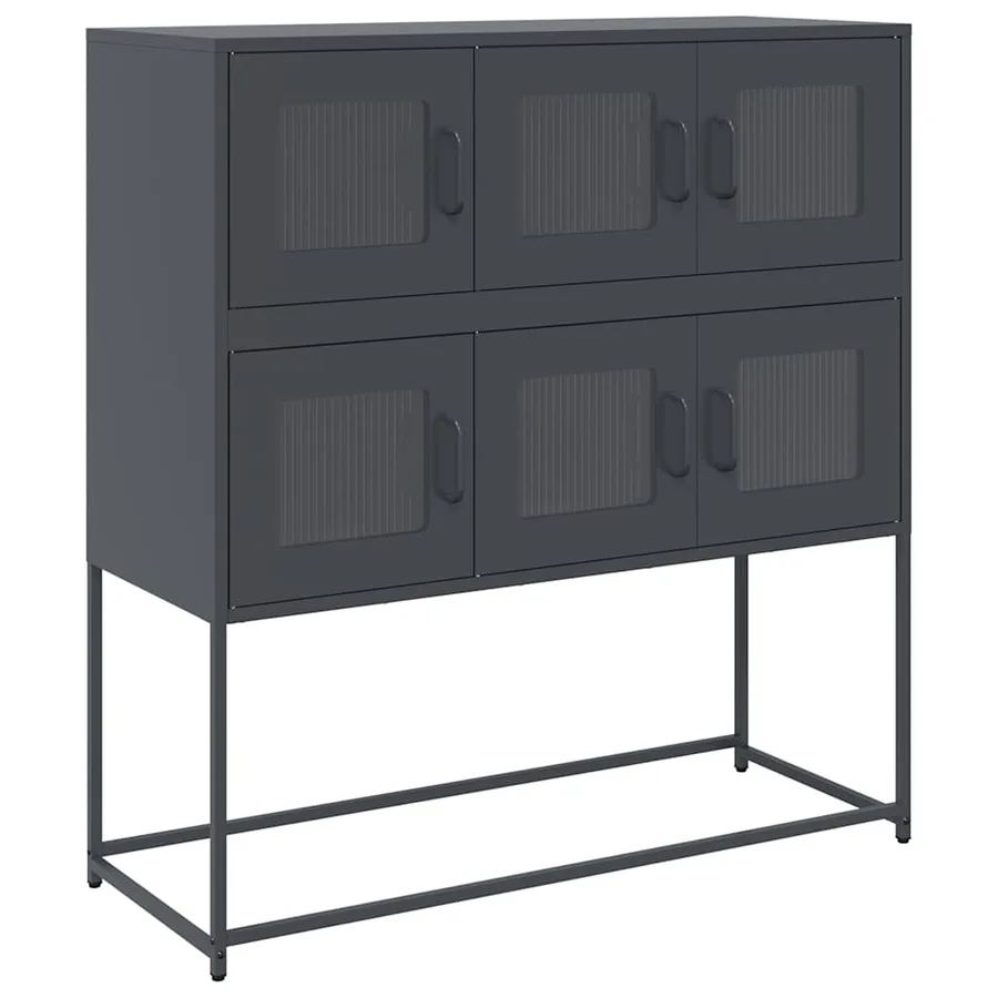 Buffet anthracite 100,5x39x107 cm acier laminé à froid - 2