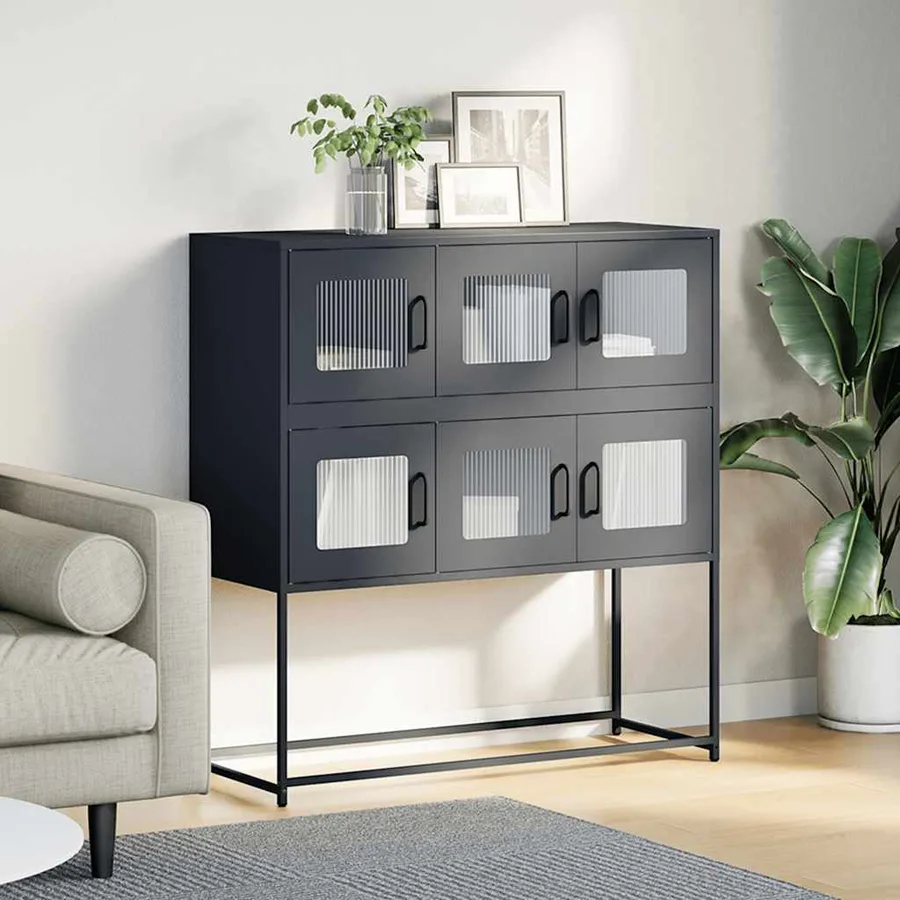 Buffet anthracite 100,5x39x107 cm acier laminé à froid - 3