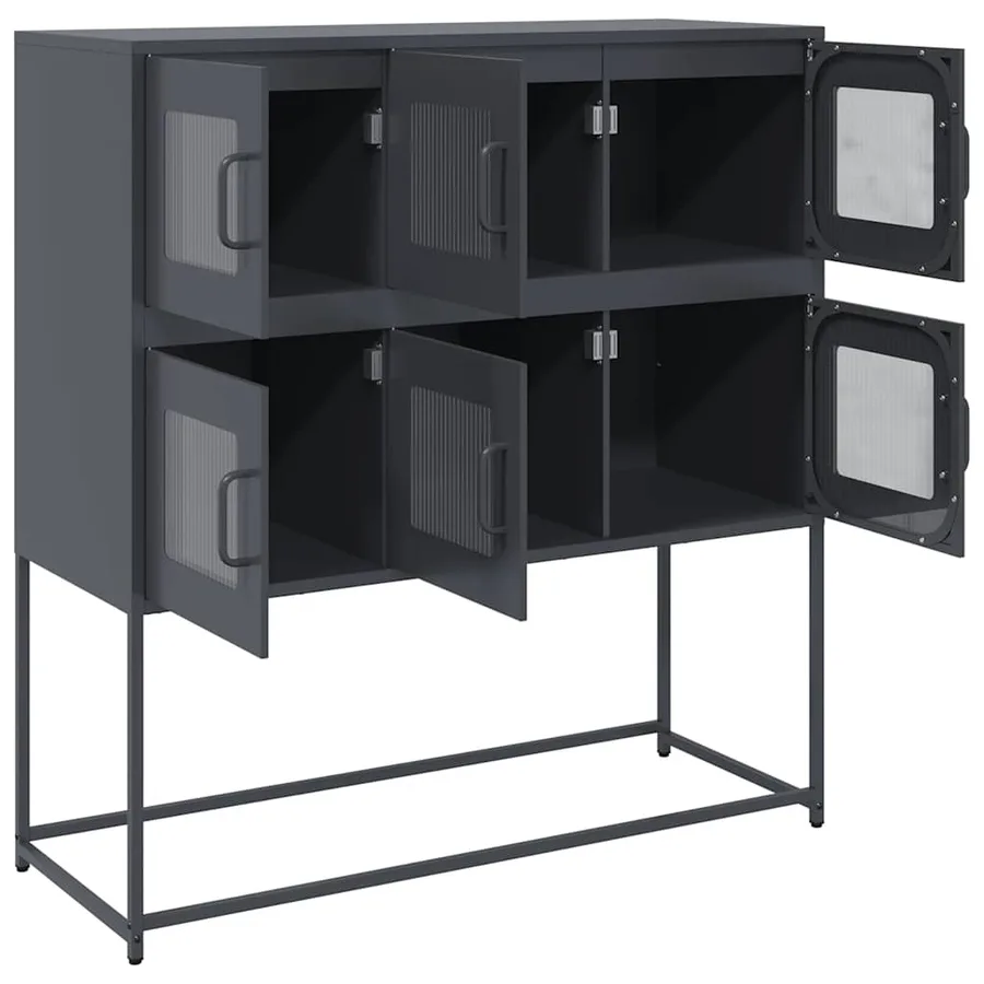 Buffet anthracite 100,5x39x107 cm acier laminé à froid - 6