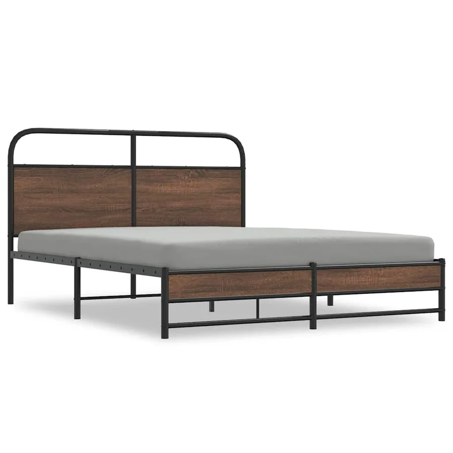 Cadre de lit sans matelas 150x200 cm chêne marron - 2