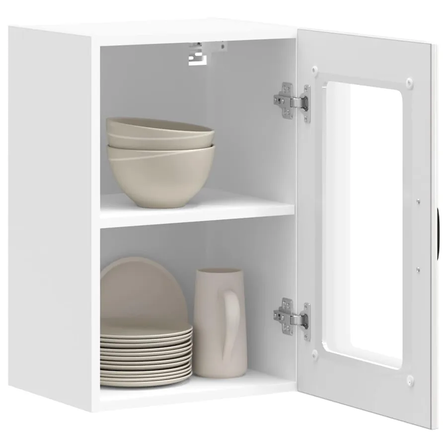 Armoire murale cuisine avec porte en verre Lucca blanc brillant - 5