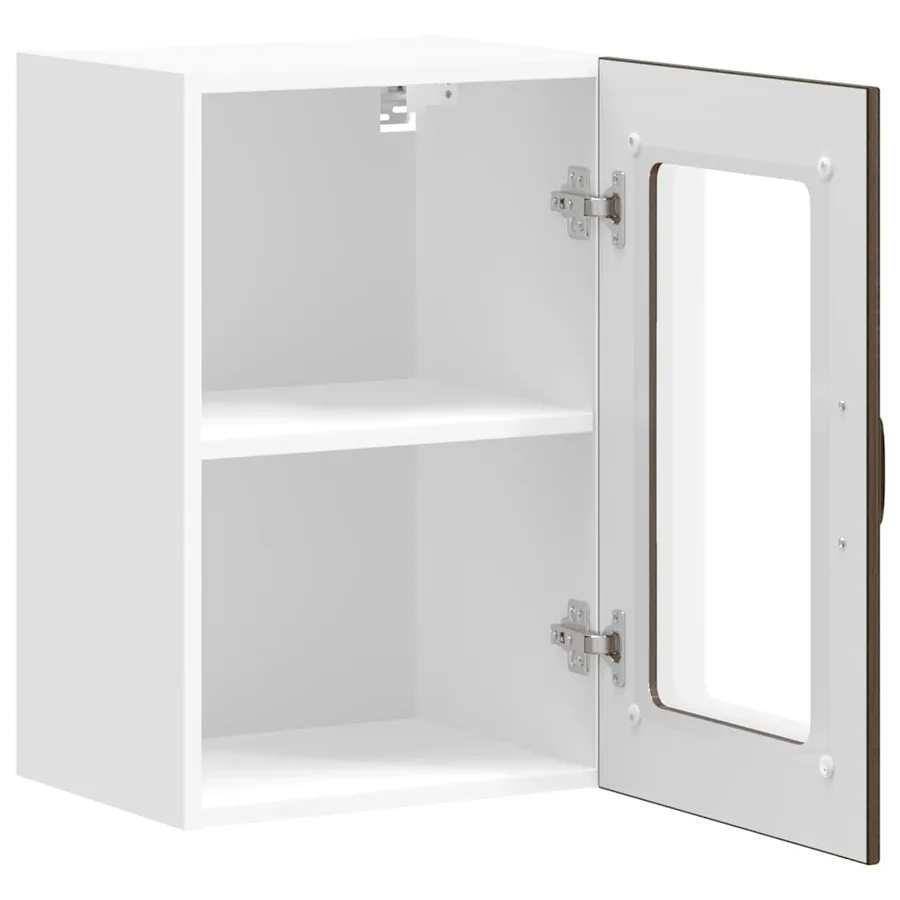 Armoire murale de cuisine et porte en verre Lucca chêne marron - 7