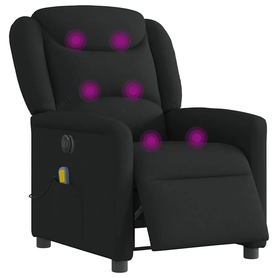 Fauteuil de massage inclinable électrique Noir Tissu - 3