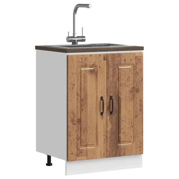 Meuble bas pour évier Kalmar vieux bois bois d'ingénierie